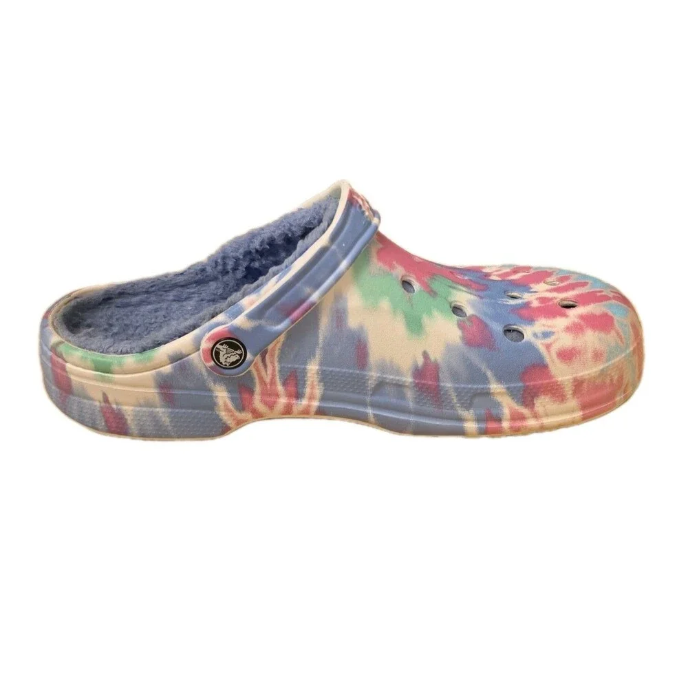 Crocs Shoes Classic Lined Tie Dye Clogs Fuzzy Comfort Slides, Mens Size 11